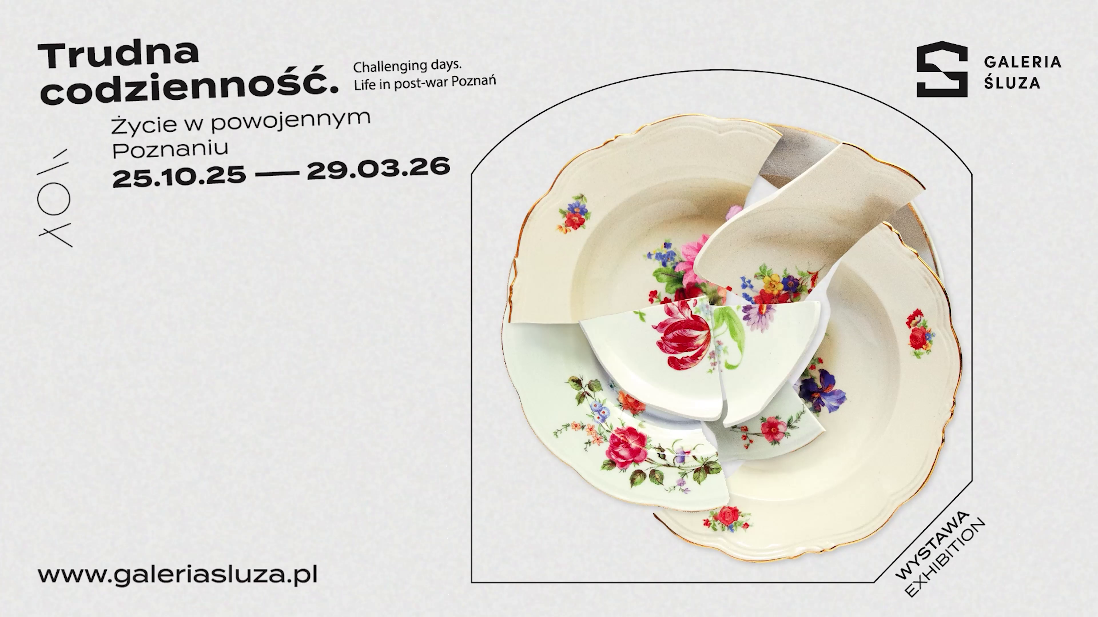 Ujęcia z wnętrza wystawy dotyczącej życia w powojennym Poznaniu, w Galerii Śluza.