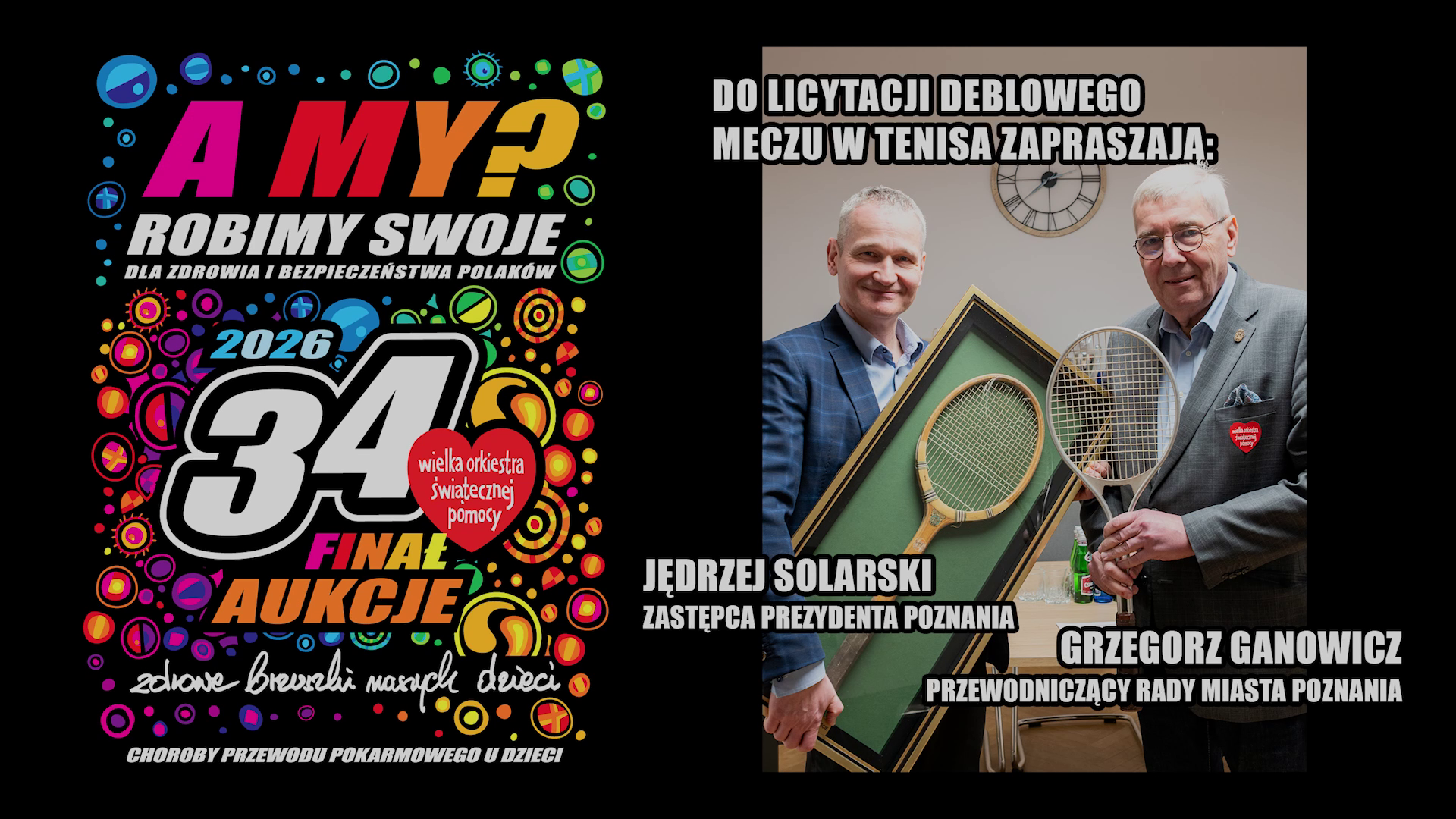 Jędrzej Solarski i Grzegorz Ganowicz wypowiadają się o możliwości licytacji gry w tenisa na rzecz WOŚP.