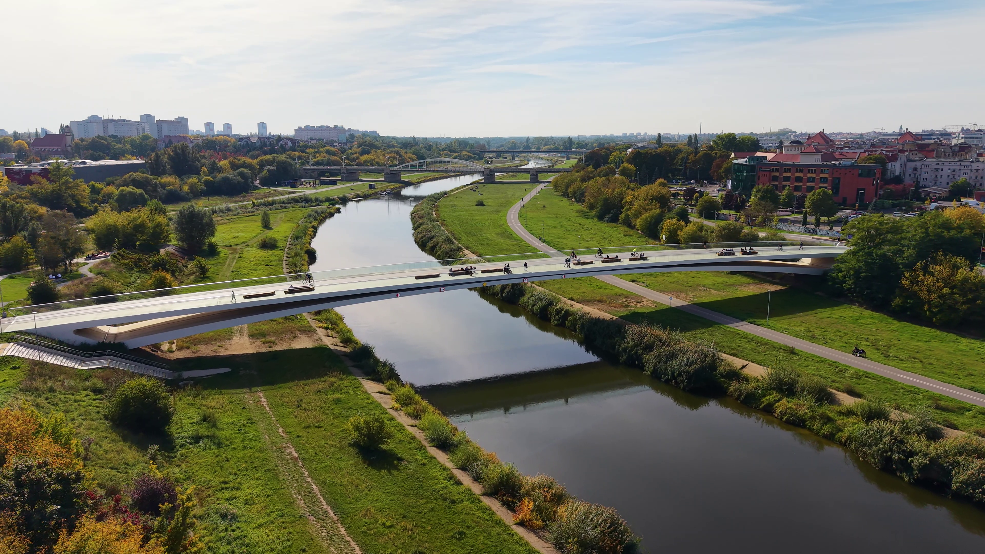 Widok z lotu dronem nad Mostami Berdychowskimi.